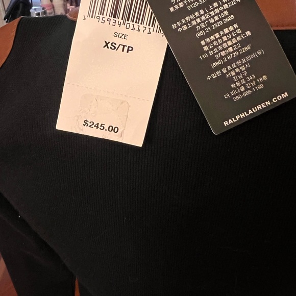 NEW RALPH LAUREN Cotton-blend Zip-up Moto Jacket In Polo Black/ Cuoio - Picture 6 of 14